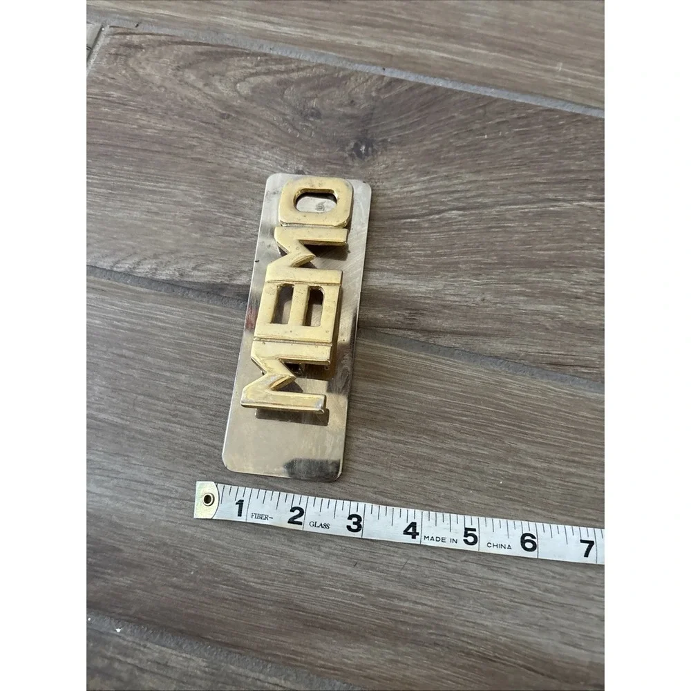 Vintage Brass Paper Holder Desk Memo Desktop 1980s